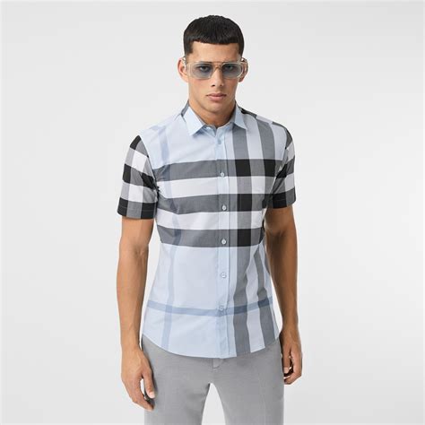 burberry check stretch cotton shirt|check cotton poplin shirt.